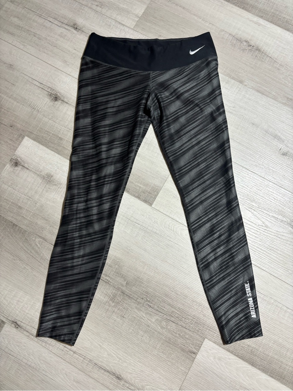 Nike Dri-Fit Arizona State Leggings Black Gray Striped Size Medium